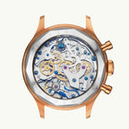 Seagull 1963 Bronze Lume exhibition caseback, steel ring engraved BRONZE EDITION and REDSTAR 1963, column wheel visible