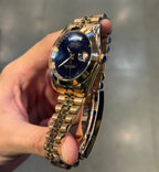 Seiko Mod Galaxy Burst Aventurine Day-Date Automatic Watch – Rose Gold | Angled bezel | Jubilee Bracelet