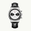 Seagull 1963 White Panda 40mm front packshot, white dial, black counters, black leather strap