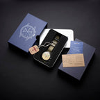 Seagull 1963 Lume 38mm box contents: blue outer box, foam-lined tin, hang tag, manual card, QR authenticity card