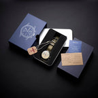 Seagull 1963 Air Force Cream 40mm with the navy sleeve, tin box, hang tag and papers on black