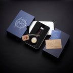 Seagull 1963 box contents: navy sleeve, tin box holding the watch, hang tag, manual card and QR authenticity card