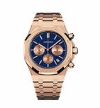 Royal SEIOAK rose gold blue tapisserie chronograph Seiko mod watch