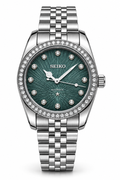 Seiko Mod Lady Datejust 31mm Green Textured Diamond Dial Stainless Steel Silver