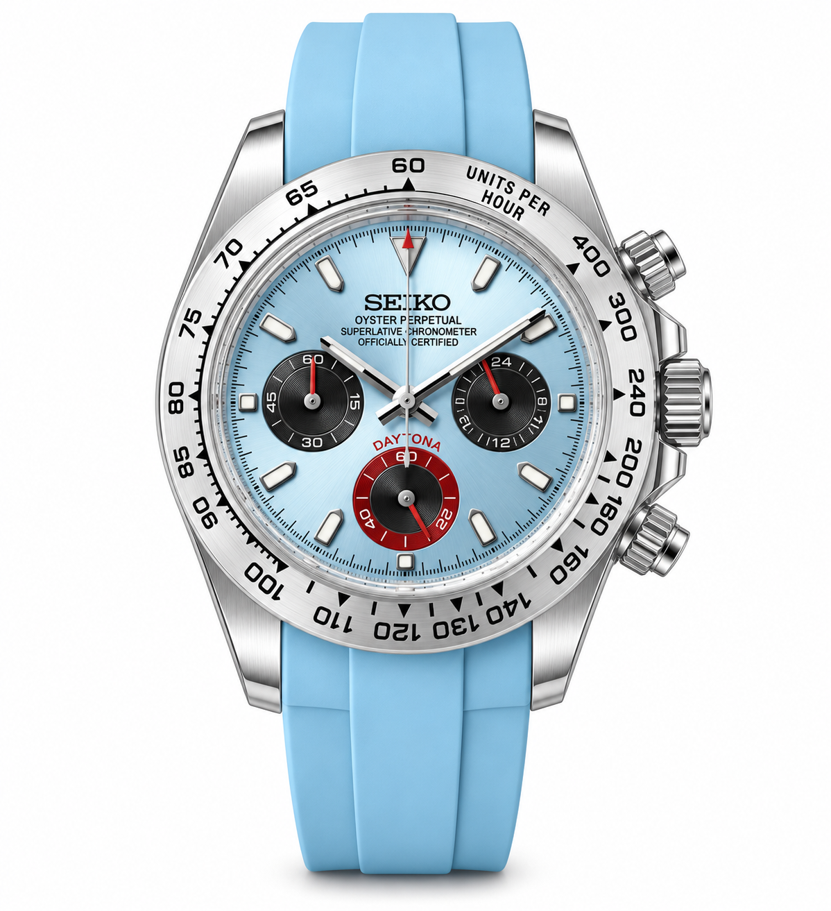 Seiko mod daytona ice blue chronograph