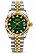 Seiko Mod Lady Datejust 31mm Emerald Empress Green Sunburst Diamond Dial Two-Tone Gold & Silver Stainless Steel