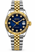 Seiko Mod Lady Datejust 31mm Sapphire Majesty Blue Sunburst Diamond Dial Two-Tone Gold & Silver Stainless Steel