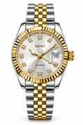 Seiko Mod Lady Datejust 31mm Silver Sunburst Diamond Dial Two-Tone Gold & Silver Stainless Steel