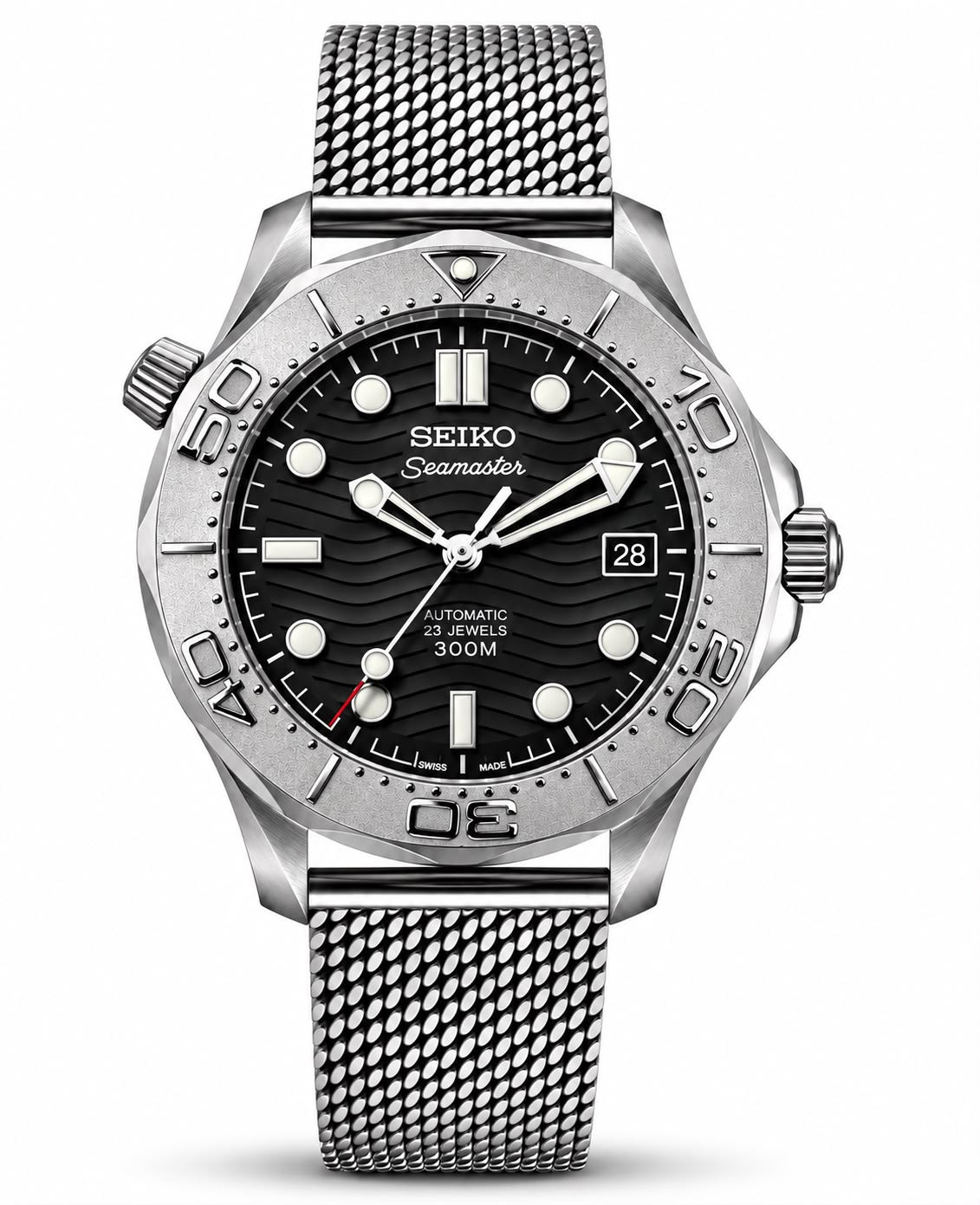 Seiko Mod Seamaster Midnight Tidal Black Stainless Steel