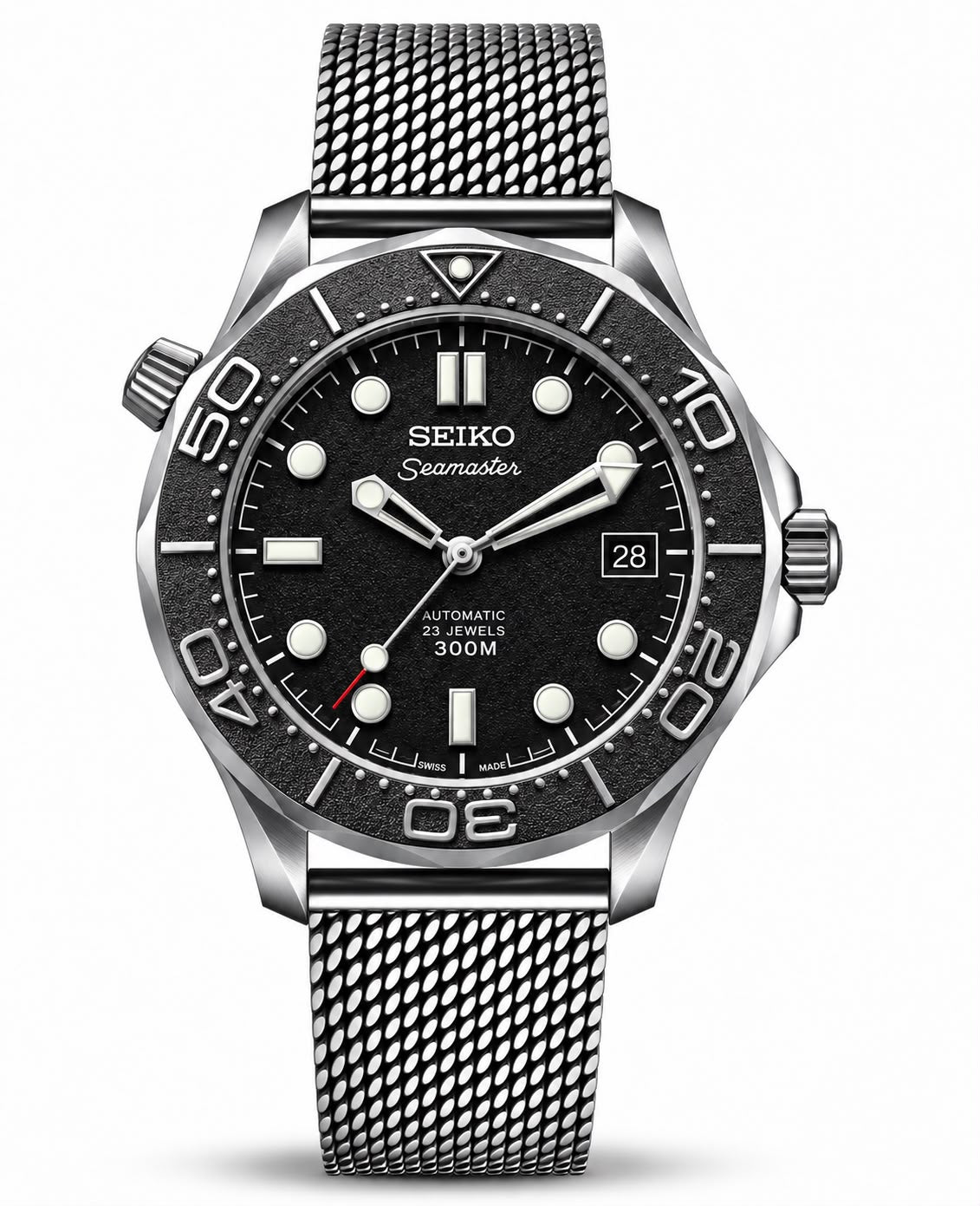 Seiko Mod Seamaster Obsidian Frost Stainless Steel