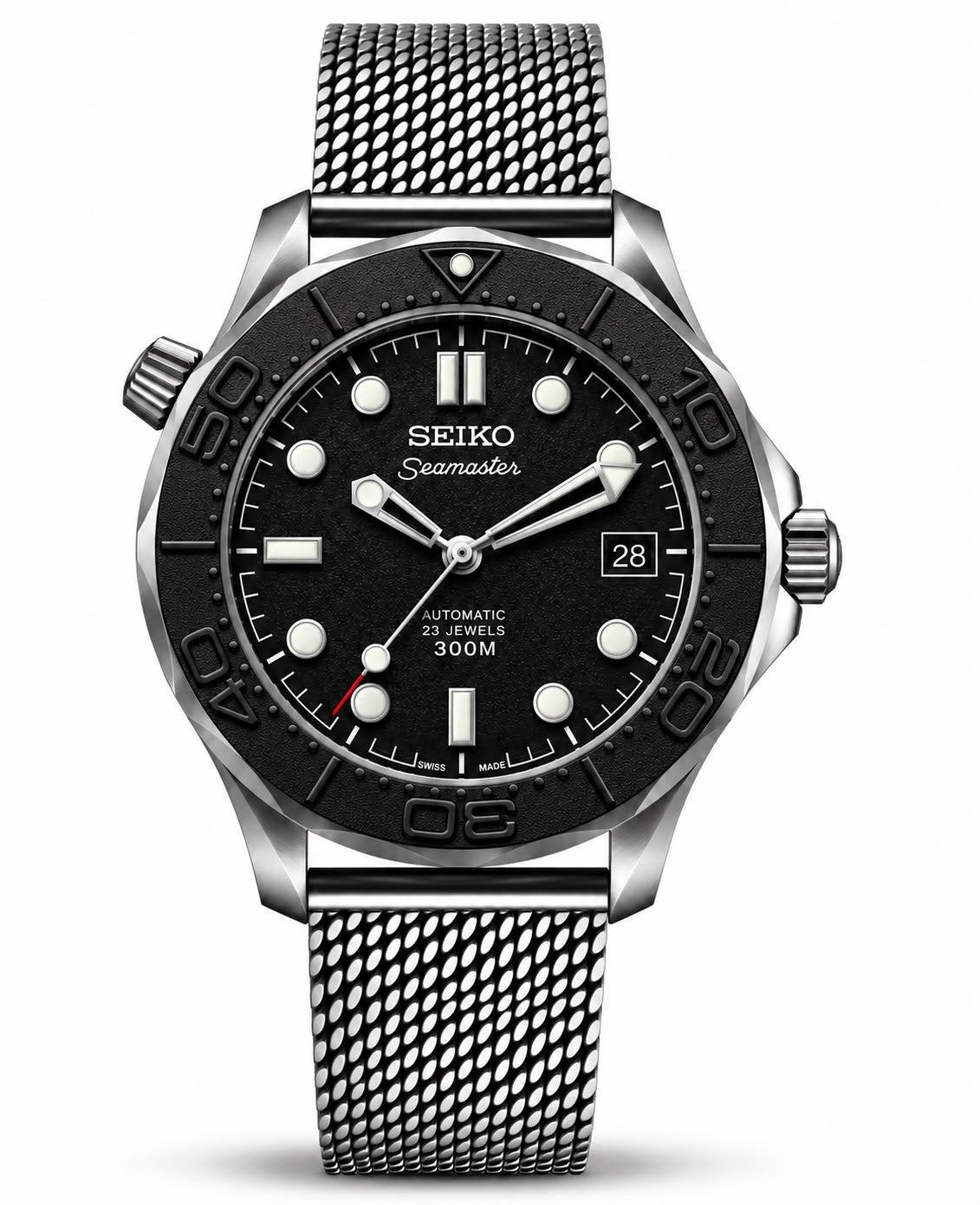 Seiko Mod Seamaster Phantom Abyss Black Stainless Steel