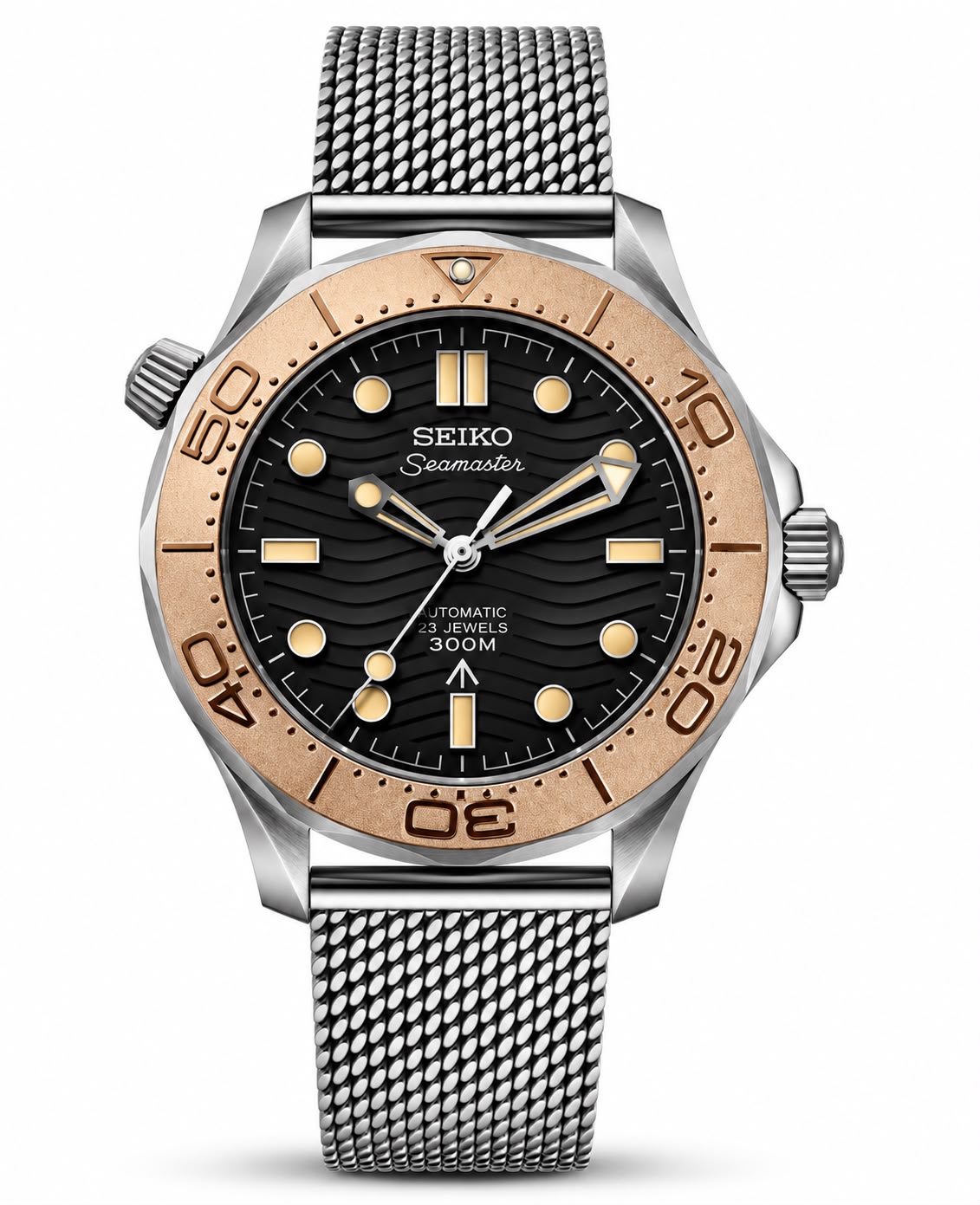 Seiko Mod Seamaster Rose Gold Eclipse Stainless Steel