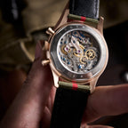 Seagull 1963 Bronze Lume 40mm caseback in hand, ST1901 and the swan neck regulator behind glass