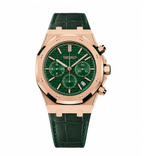 Royal SEIOAK  Chrono Rose Gold Green Tapisserie Seiko mod watch, view 3