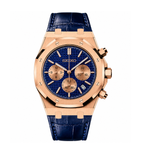 Royal SEIOAK  Chrono Rose Gold Blue Tapisserie Seiko mod watch, view 3