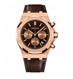 Royal SEIOAK  Chrono Rose Gold Chocolate Tapisserie Seiko mod watch, view 3