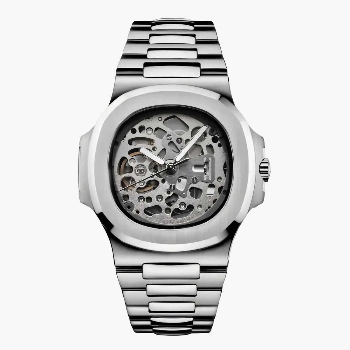 NAUTIKO skeleton dial integrated bracelet Seiko mod watch