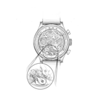 Seagull 1963 Icon II pencil sketch of the caseback engraving, NUMBERED EDITION and ST1901