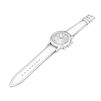 Seagull 1963 Icon II uncoloured pencil sketch of the whole watch on a strap with a pin buckle