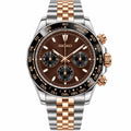 SEITONA chocolate two-tone rose gold chronograph Seiko mod watch