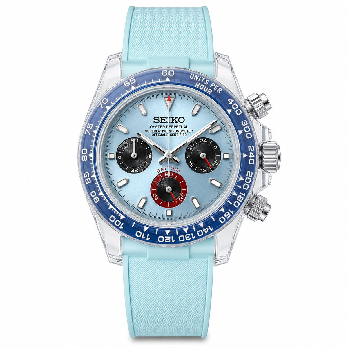 Seitona Ice Blue Translucent Case (SPECIAL EDITION) Seiko mod watch, view 2