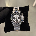 SEITONA Panda Noir chronograph Seiko mod watch, front