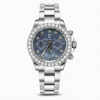 SEITONA ice blue mother of pearl chronograph with diamond bezel